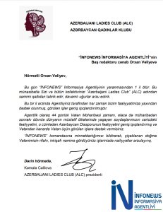 “İNFONEWS” – 1 yaş TƏBRİKLƏRİ - Azerbaijani Ladies Club (ALC)